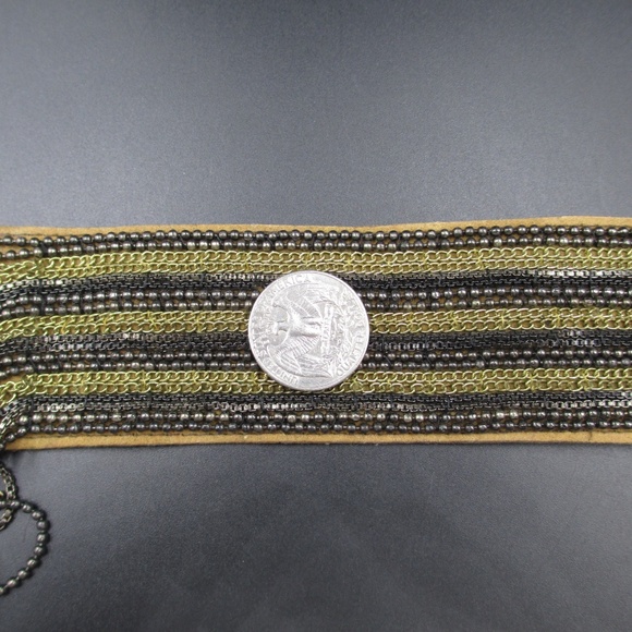 Vintage 8 Inch Stylish Leather & Chains Bracelet - Picture 5 of 6